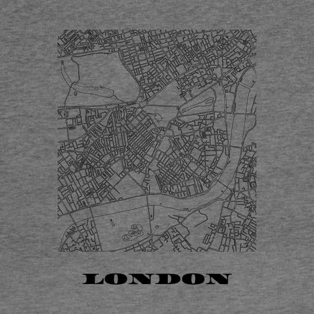 Map of London, England Minimalist Line Drawing by SKANDIMAP